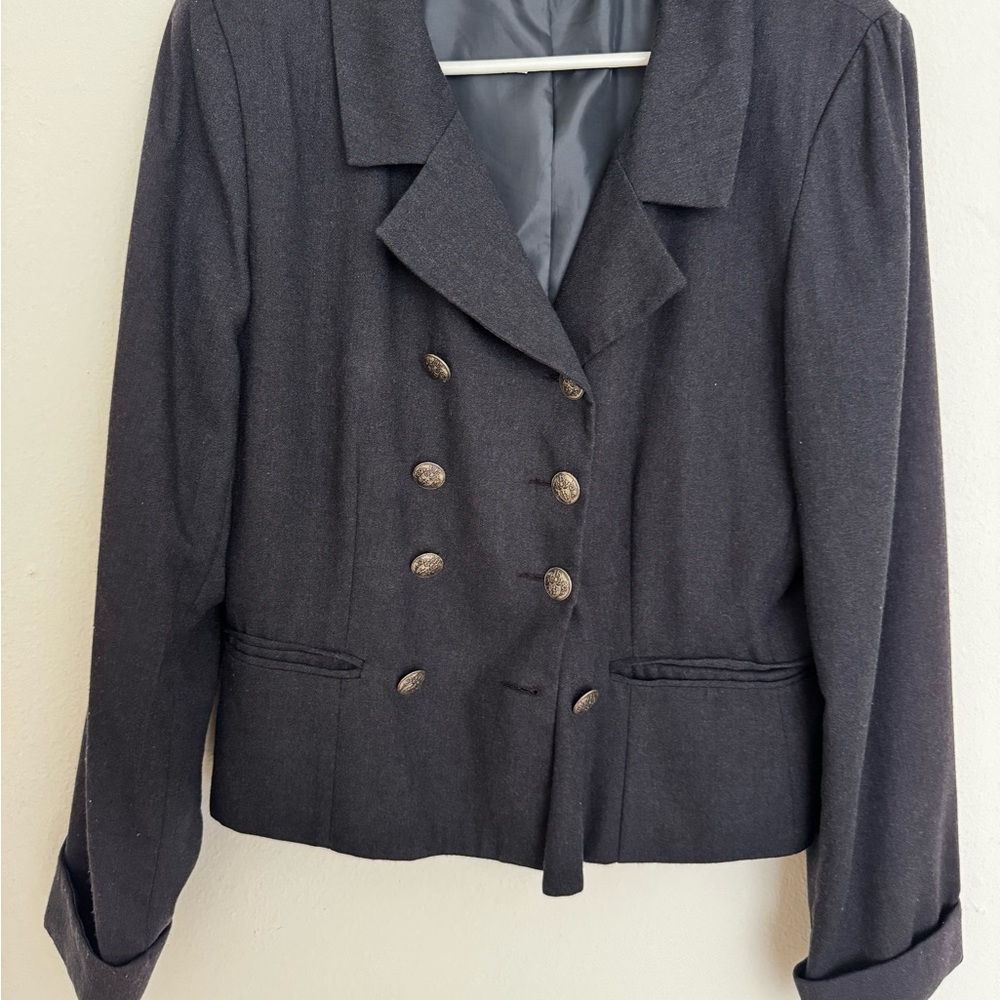 Moda International Charcoal Double-Breasted Blazer